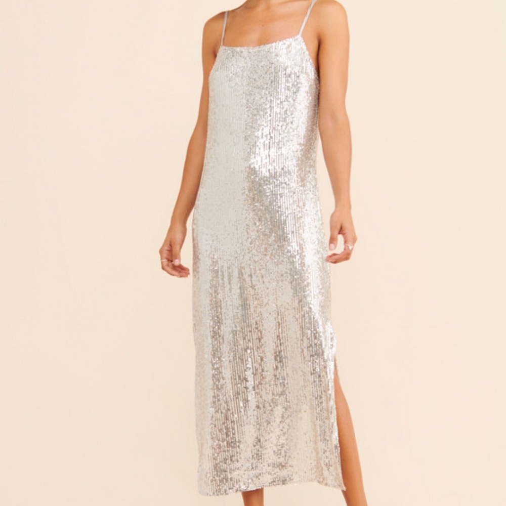 Anthropologie Endless Rose Full Moon Sequin Slip Dress